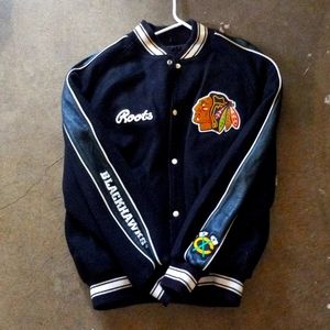 Chicago Blackhawks vintage leather and fabric jacket extra large